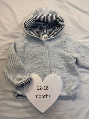 GAP - Baby Striped Lined Knit Hooded Jacket with Bear Ears
